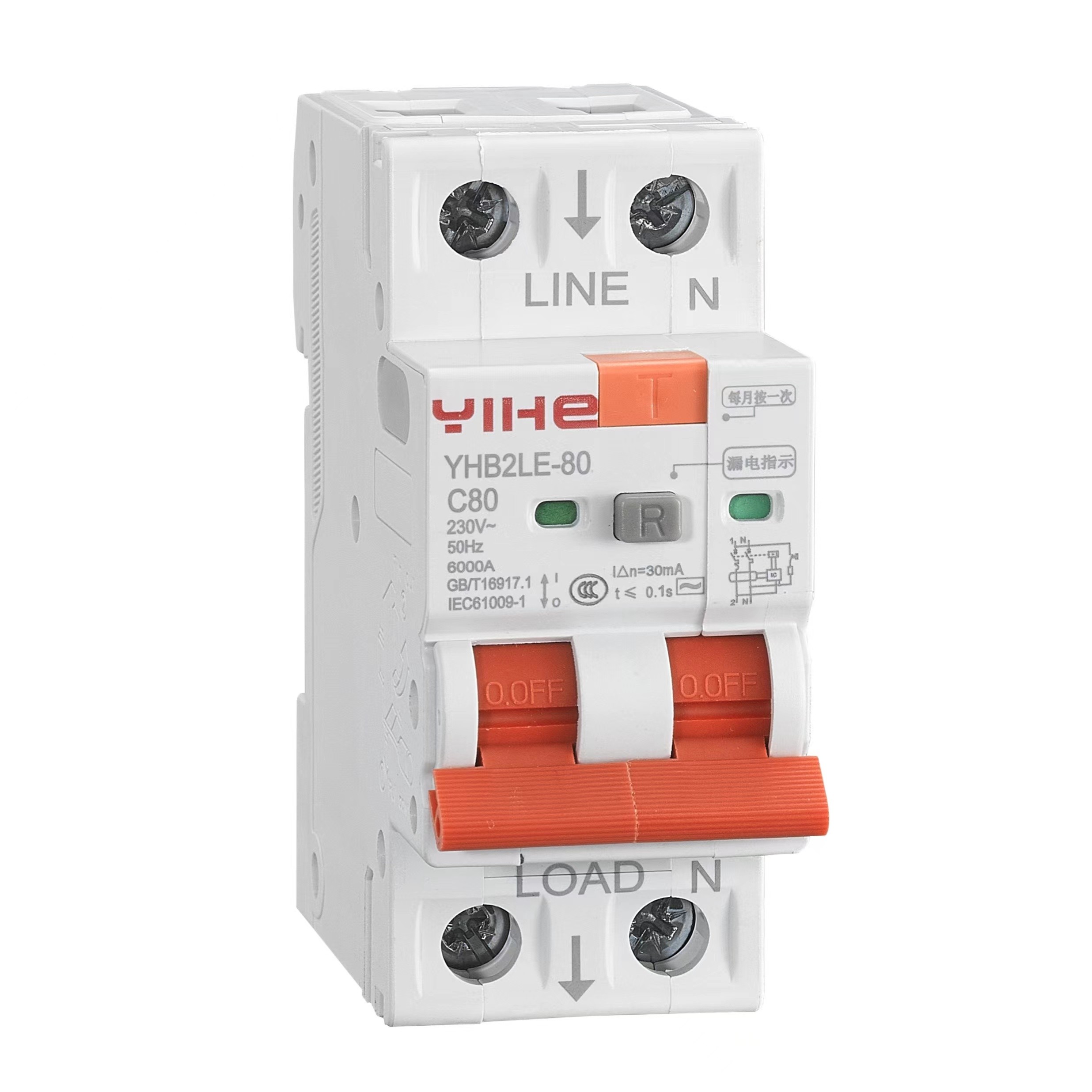 YHB2LE-80 RCBO 2P